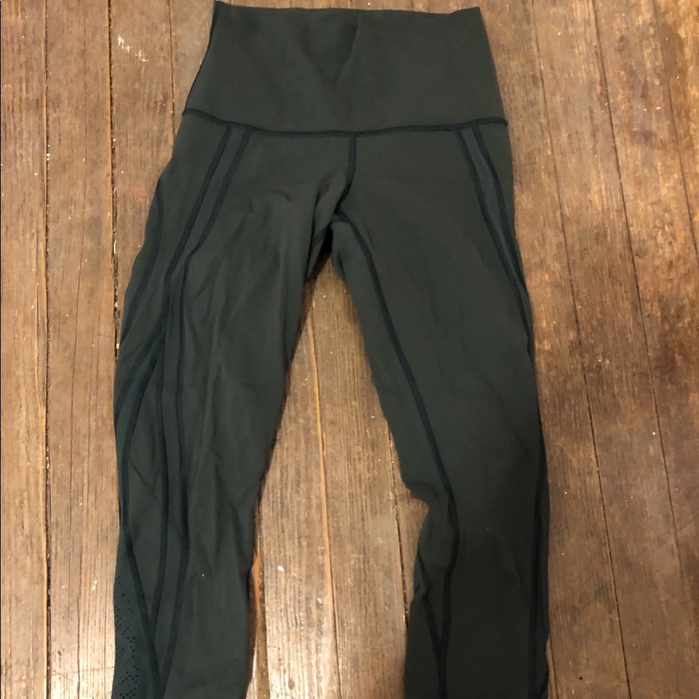 Green mid calf lulu lemon work out leggings